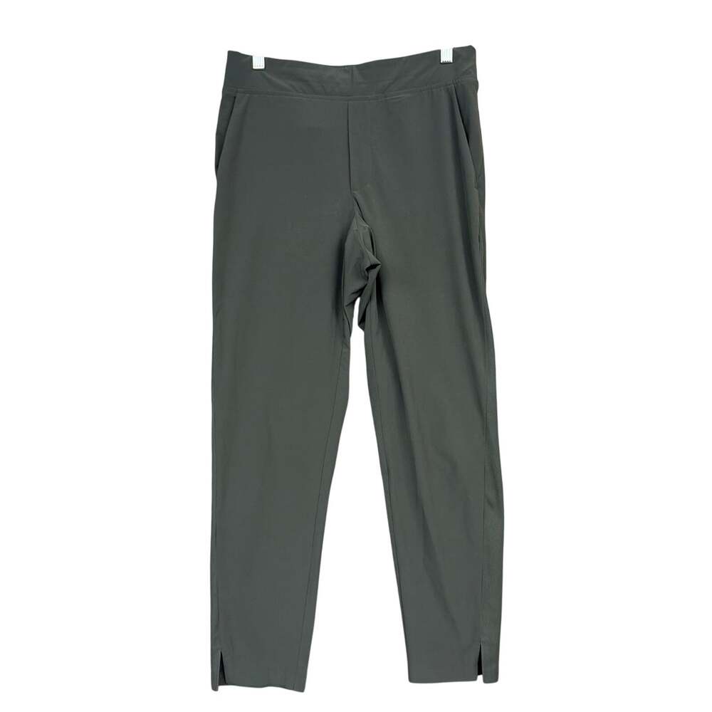 Athleta Womens Pants Green Brooklyn Ankle Ribbed Side Slit Pocket Stretch 6